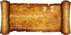 Mihalovics René névjegykártya